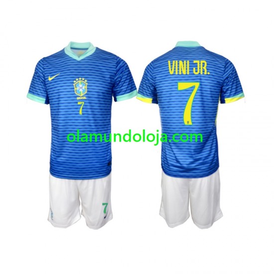 Camisola Brasil VINI JR 7 Criança Equipamento Segundo 2024 Manga Curta